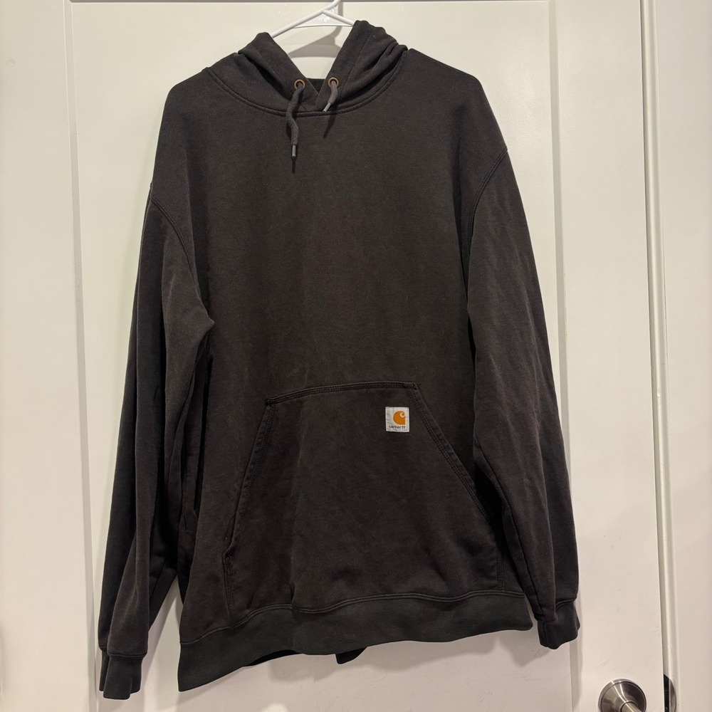 Carhartt Mens Loose Fit Graphic Logo Sleeve Hoodie Black XL Midweight Sweatshirt